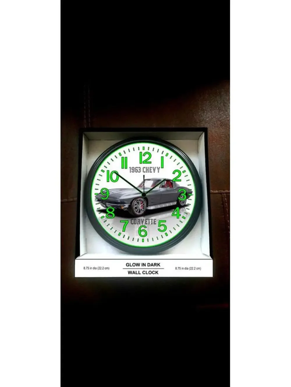 Glow in the Dark Wall Clock Chevy Corvette Camaro Spitfire Retro Army
